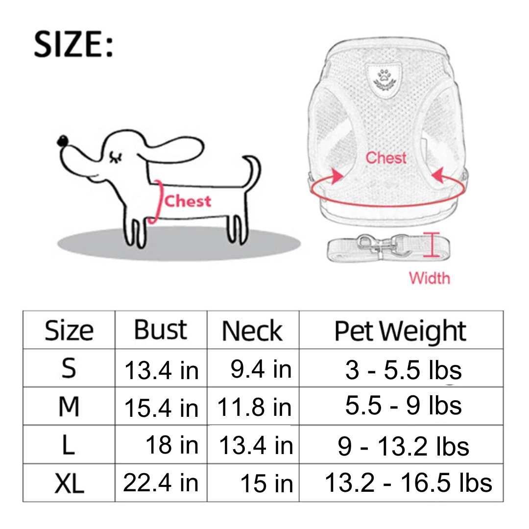 Adjustable Vest Pet Harness: Safe, Comfortable, & Breathable - Small - Furry Family Faves