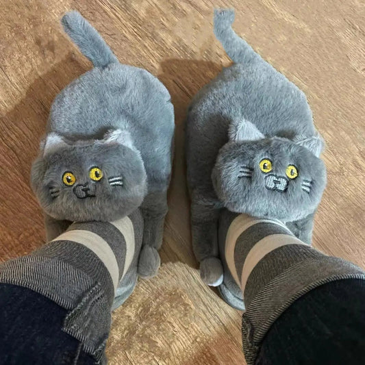 Cuddly Hug Cat Slippers - Furry Family Faves