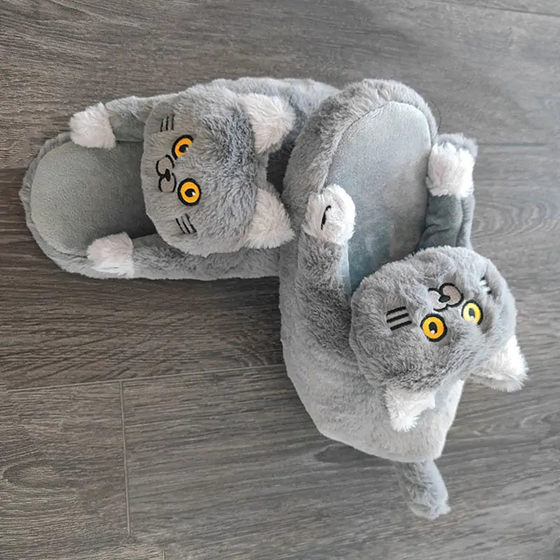 Cuddly Hug Cat Slippers - Furry Family Faves