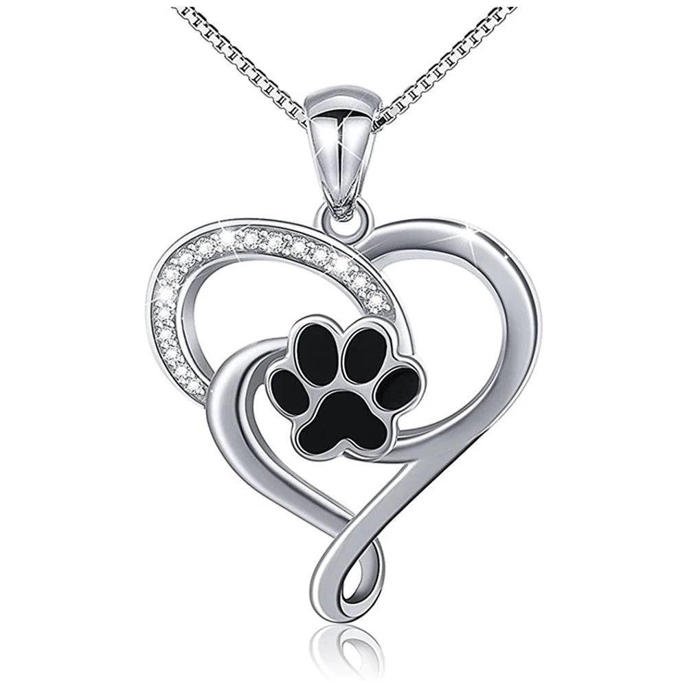 Dog Footprints Heart Necklace - Furry Family Faves