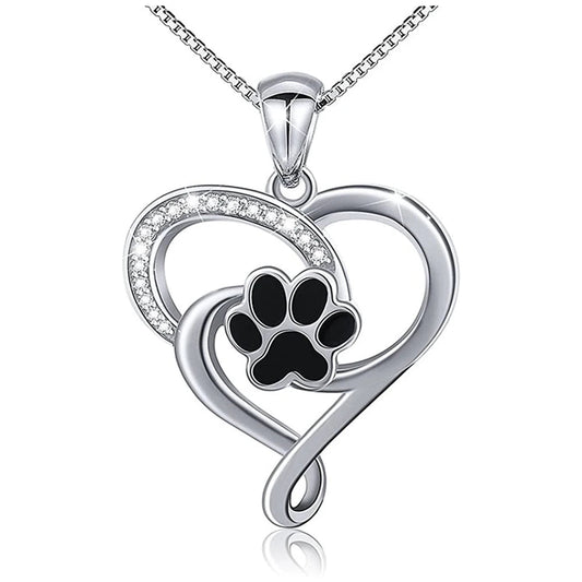 Dog Footprints Heart Necklace - Furry Family Faves