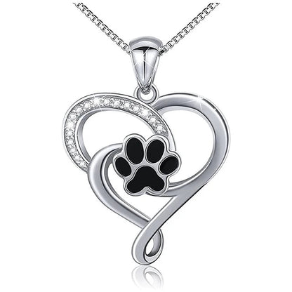 Dog Footprints Heart Necklace - Furry Family Faves