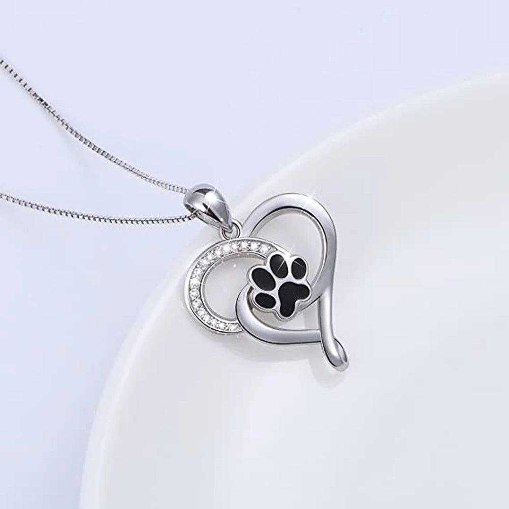 Dog Footprints Heart Necklace - Furry Family Faves