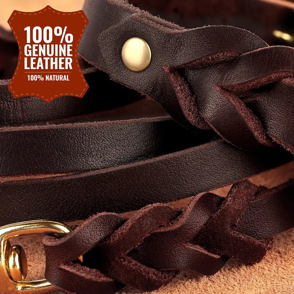 Premium Soft Leather Dog Collar and Leash Set for Stylish Canine Comfort - Furry Family Faves