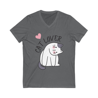 Unisex Jersey Short Sleeve V-Neck Tee - Cat Lover - Furry Family Faves