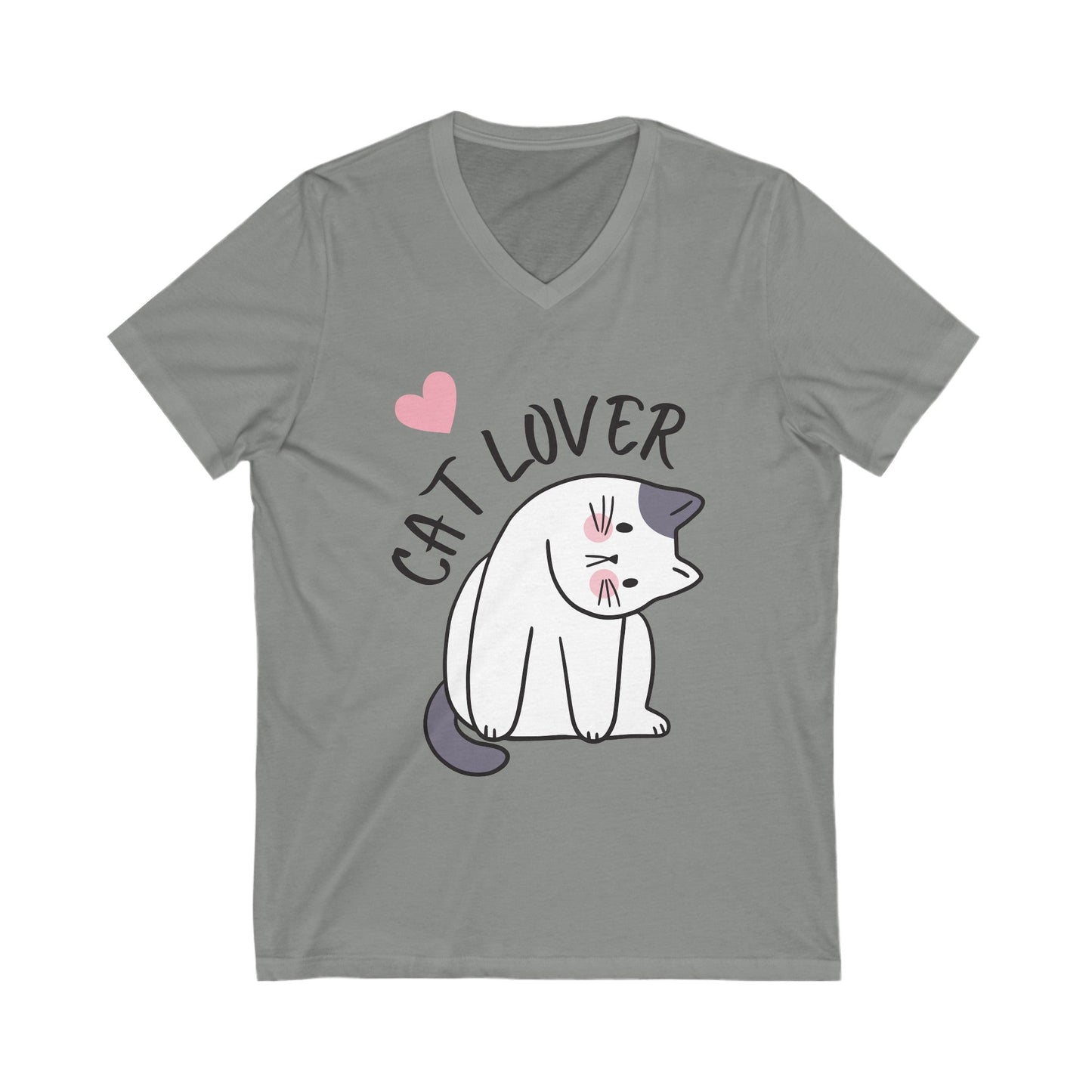 Unisex Jersey Short Sleeve V-Neck Tee - Cat Lover - Furry Family Faves