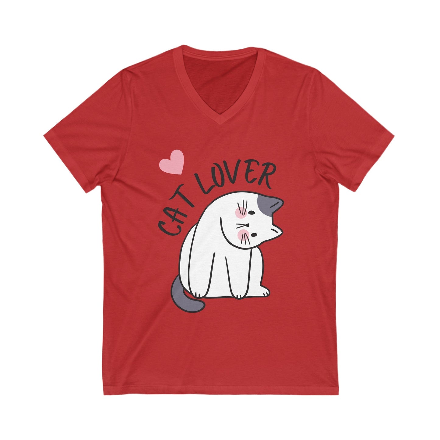 Unisex Jersey Short Sleeve V-Neck Tee - Cat Lover - Furry Family Faves