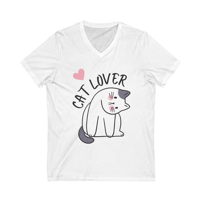 Unisex Jersey Short Sleeve V-Neck Tee - Cat Lover - Furry Family Faves