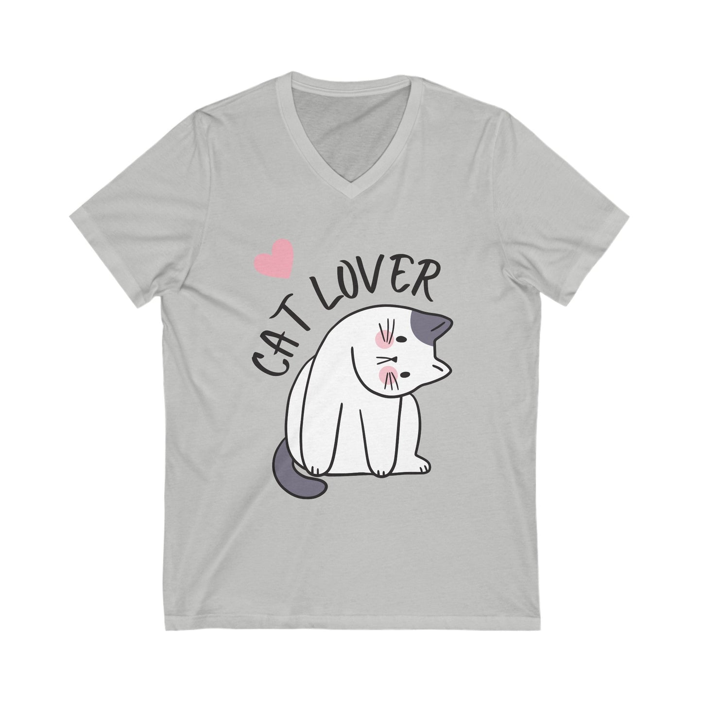 Unisex Jersey Short Sleeve V-Neck Tee - Cat Lover - Furry Family Faves