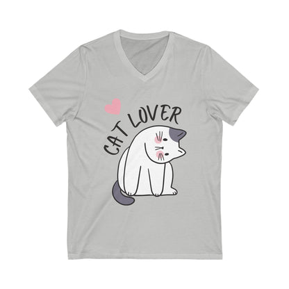 Unisex Jersey Short Sleeve V-Neck Tee - Cat Lover - Furry Family Faves