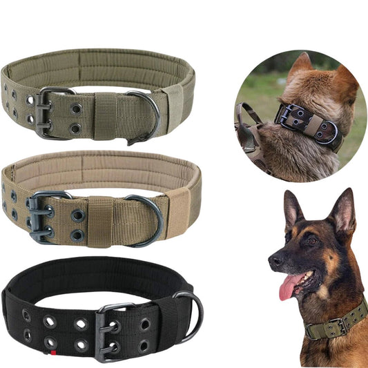 2" Wide Tactical Heavy Duty Nylon Large Dog Collar K9 Military with Metal Buckle - Furry Family Faves