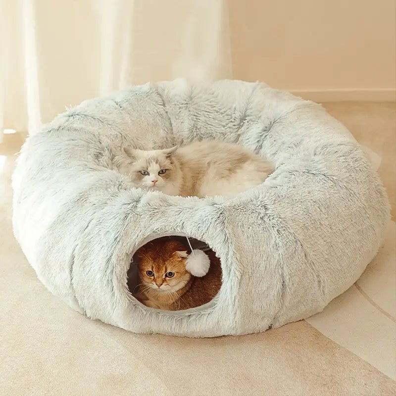 Cat Bed, House, and Tunnel Soft Plush and Washable - Furry Family Faves