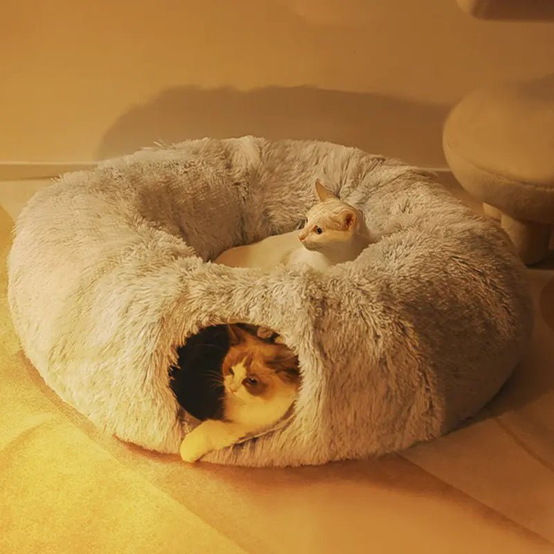 Cat Bed, House, and Tunnel Soft Plush and Washable - Furry Family Faves