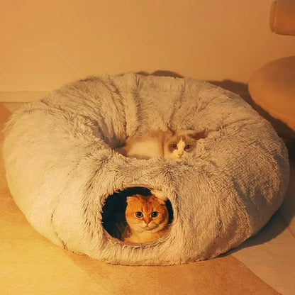 Cat Bed, House, and Tunnel Soft Plush and Washable - Furry Family Faves