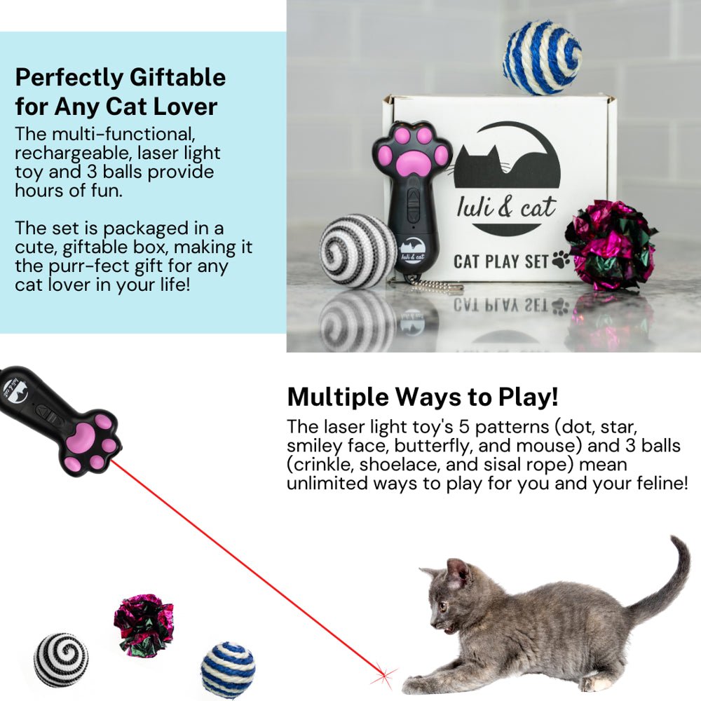 Cat Laser Toy, USB Rechargeable Laser Light Toy - Furry Family Faves