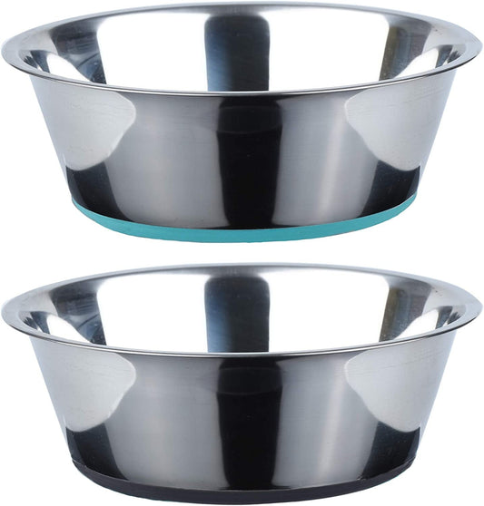 Deep Stainless Steel Anti-Slip Dog Bowls, 2 Pack, 3 Cups - Furry Family Faves