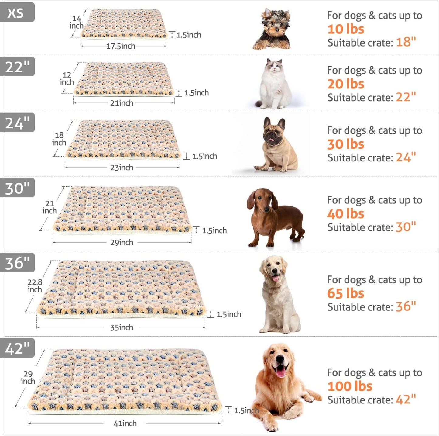 Dog Bed Crate Pad Ultra Soft - Furry Family Faves