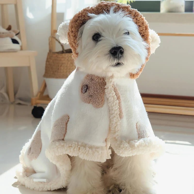 Dog Fleece Coat - Lamb Fleece Dog Cape - Puppy Fleece Coat - Furry Family Faves