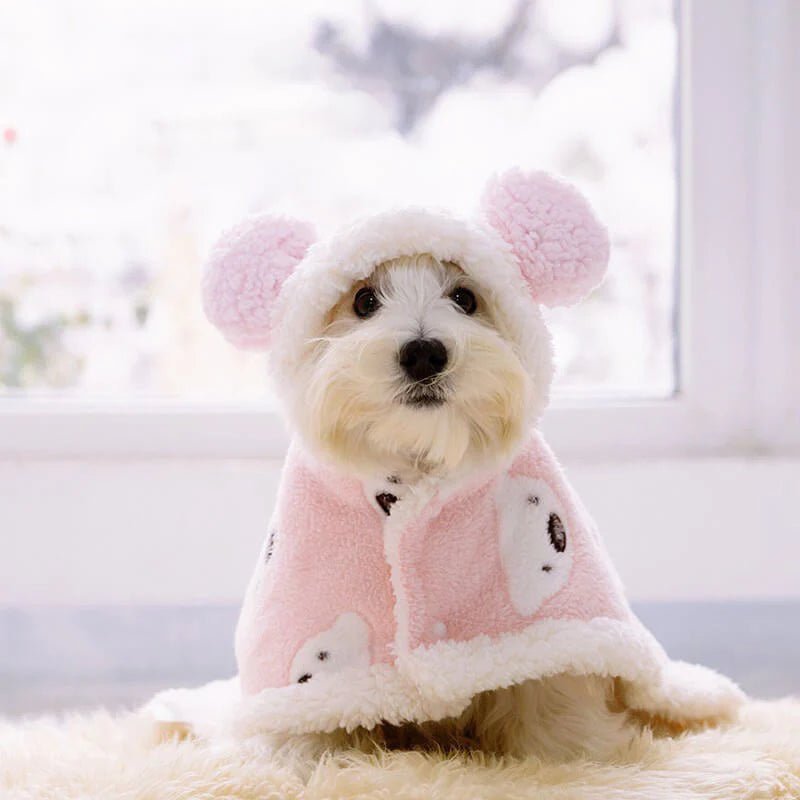 Dog Fleece Coat - Lamb Fleece Dog Cape - Puppy Fleece Coat - Furry Family Faves