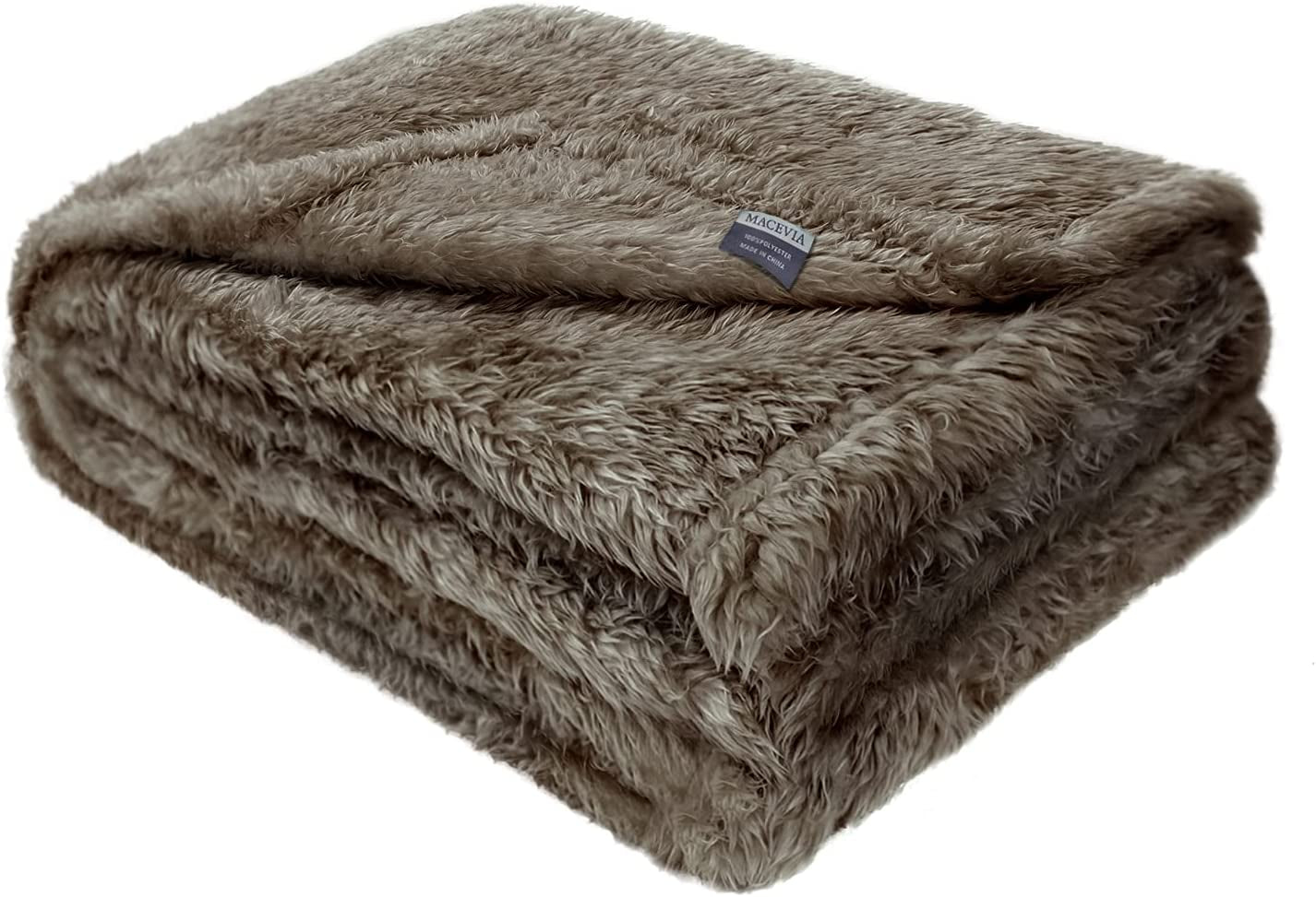 Fluffy Fleece Dog Blanket (40X60 Inch, Taupe) - Furry Family Faves