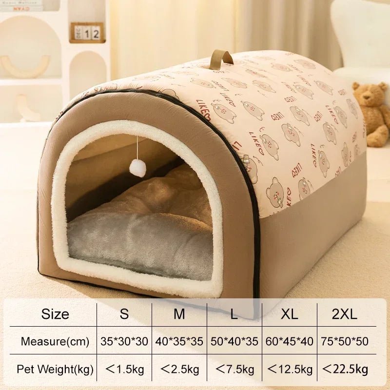 Luxury Dog House with Cozy Mat: Detachable, Washable, and Deep Nest Bed - Furry Family Faves