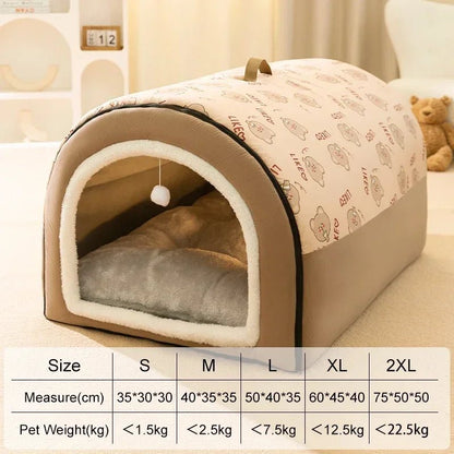 Luxury Dog House with Cozy Mat: Detachable, Washable, and Deep Nest Bed - Furry Family Faves