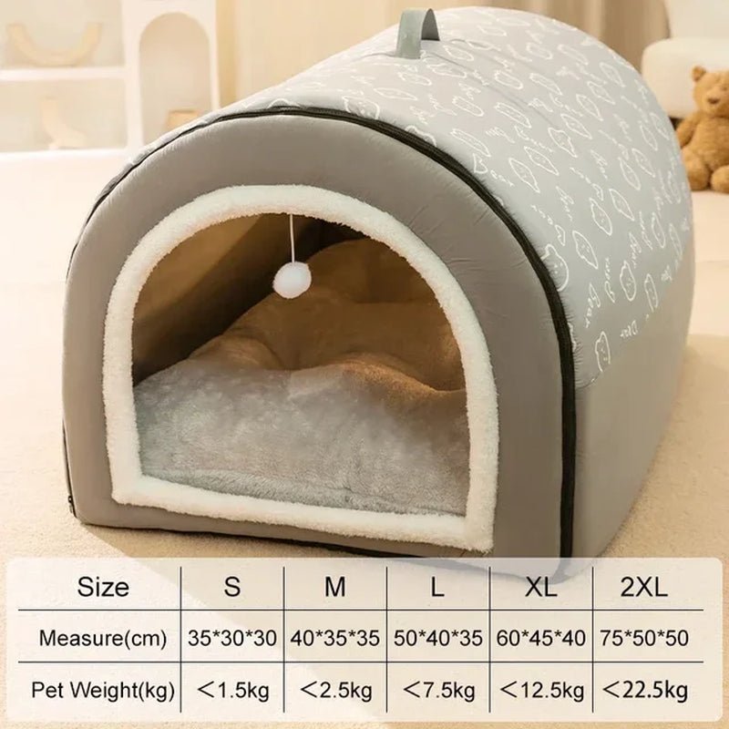 Luxury Dog House with Cozy Mat: Detachable, Washable, and Deep Nest Bed - Furry Family Faves