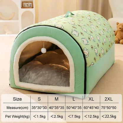 Luxury Dog House with Cozy Mat: Detachable, Washable, and Deep Nest Bed - Furry Family Faves