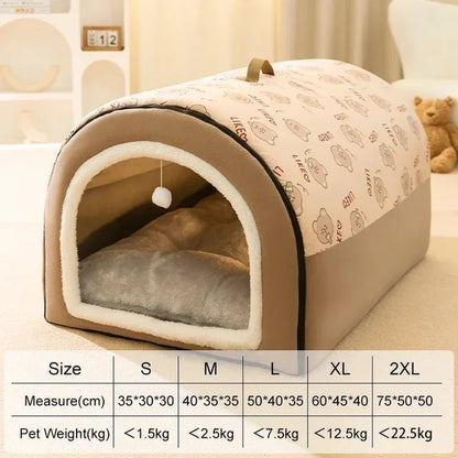 Luxury Dog House with Cozy Mat: Detachable, Washable, and Deep Nest Bed - Furry Family Faves