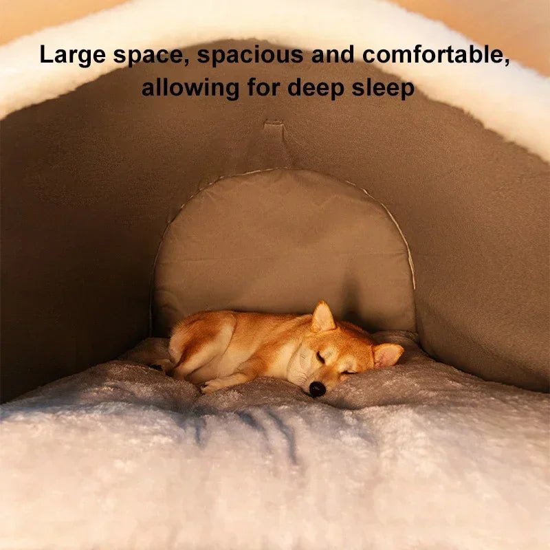 Luxury Dog House with Cozy Mat: Detachable, Washable, and Deep Nest Bed - Furry Family Faves