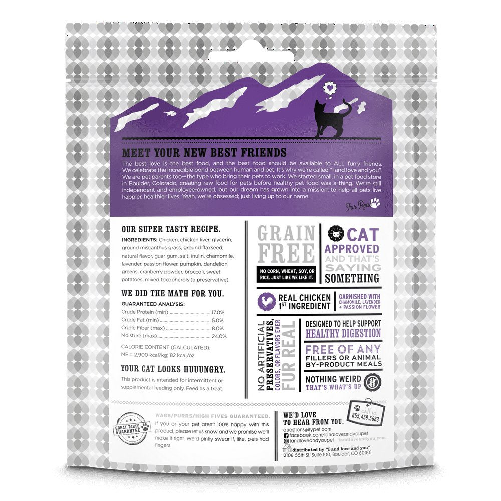 Meow and Zen Hearties Cat Treats, Chicken, Calming, 4Oz Bag - Furry Family Faves