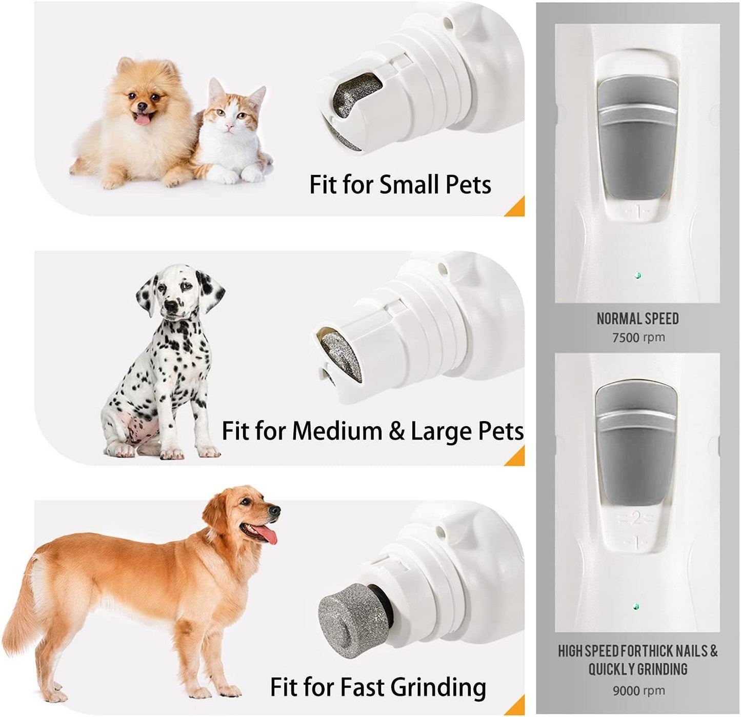 Pet Nail Grinder with LED Light & 2 Grinding Heads - Furry Family Faves