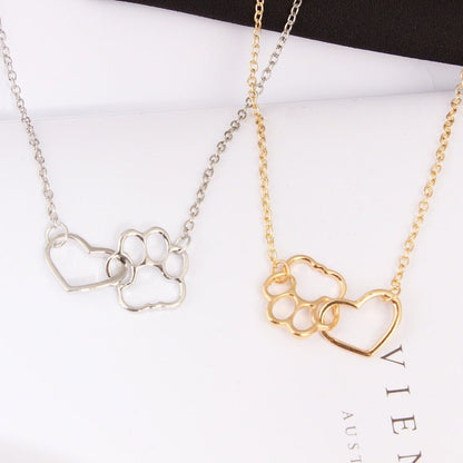 Pet Paw Love Heart Necklace - Furry Family Faves