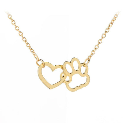 Pet Paw Love Heart Necklace - Furry Family Faves