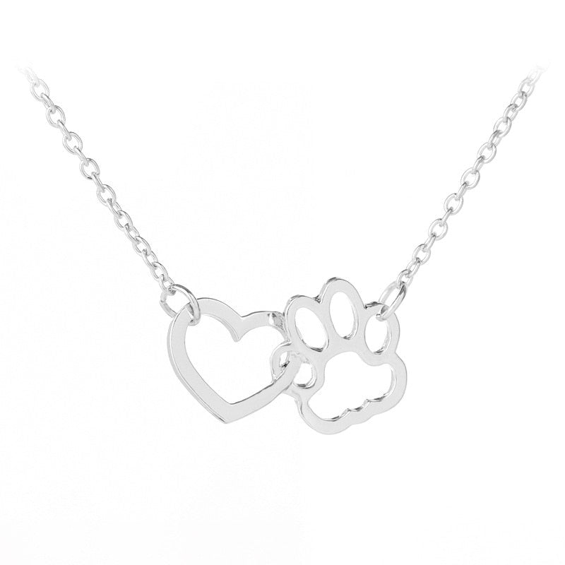 Pet Paw Love Heart Necklace - Furry Family Faves