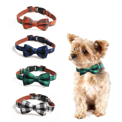 Plaid Bowknot Pet Necklace - Furry Family Faves