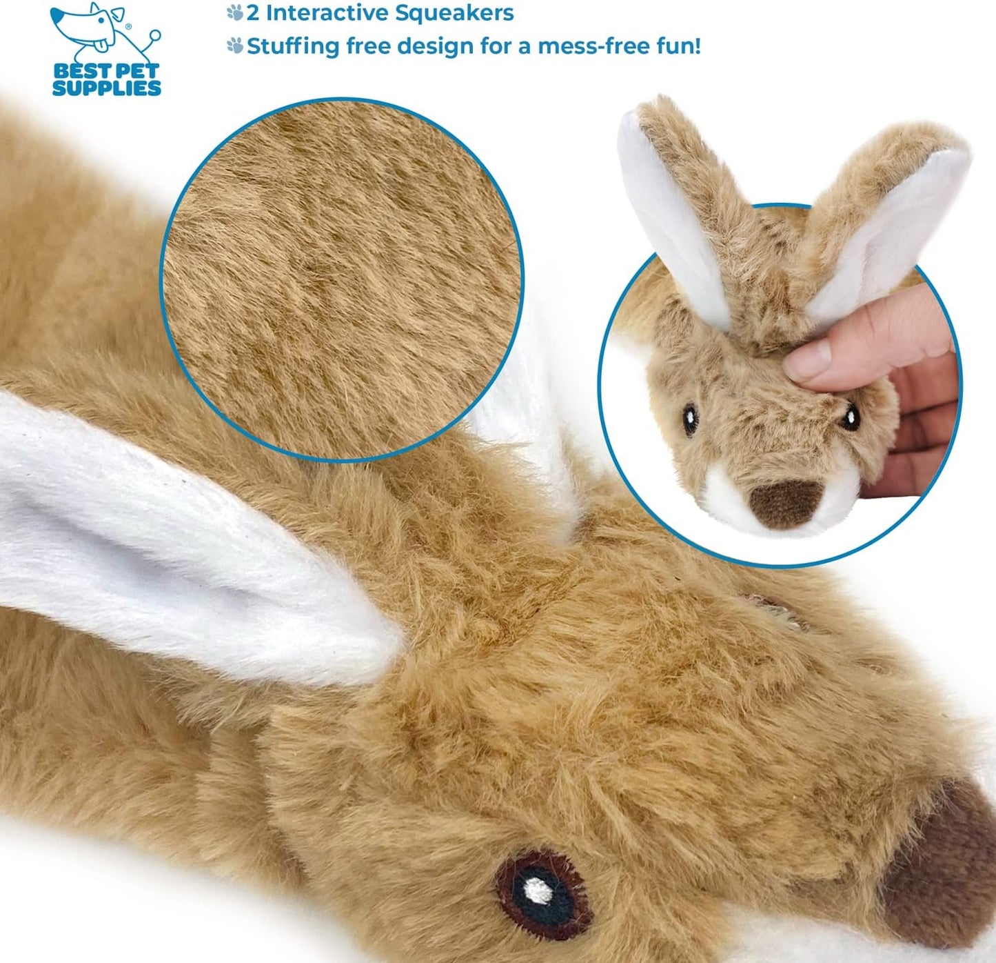 Stuffless Bunny Rabbit Squeaky Dog Toys 2-In-1 - Furry Family Faves