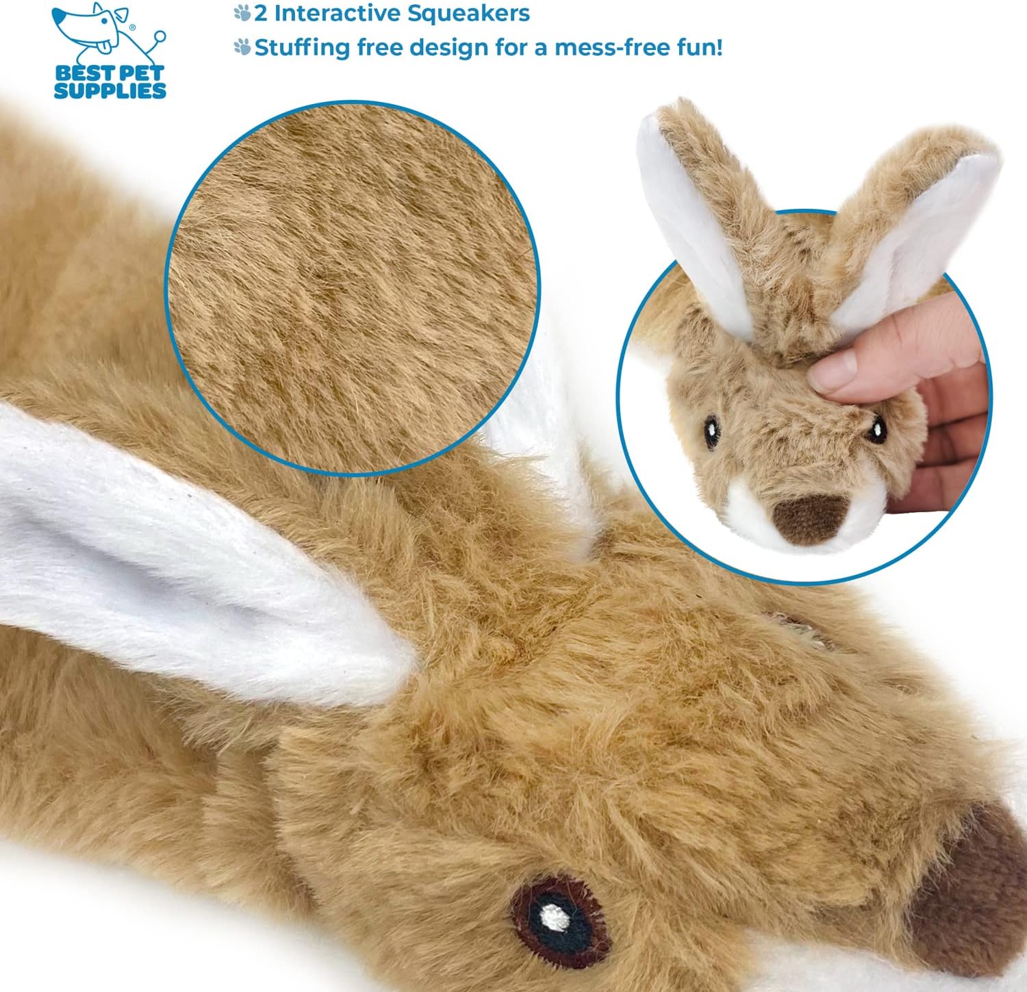 Stuffless Bunny Rabbit Squeaky Dog Toys 2-In-1 - Furry Family Faves