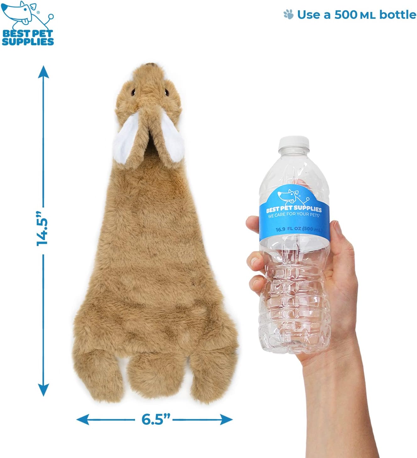 Stuffless Bunny Rabbit Squeaky Dog Toys 2-In-1 - Furry Family Faves