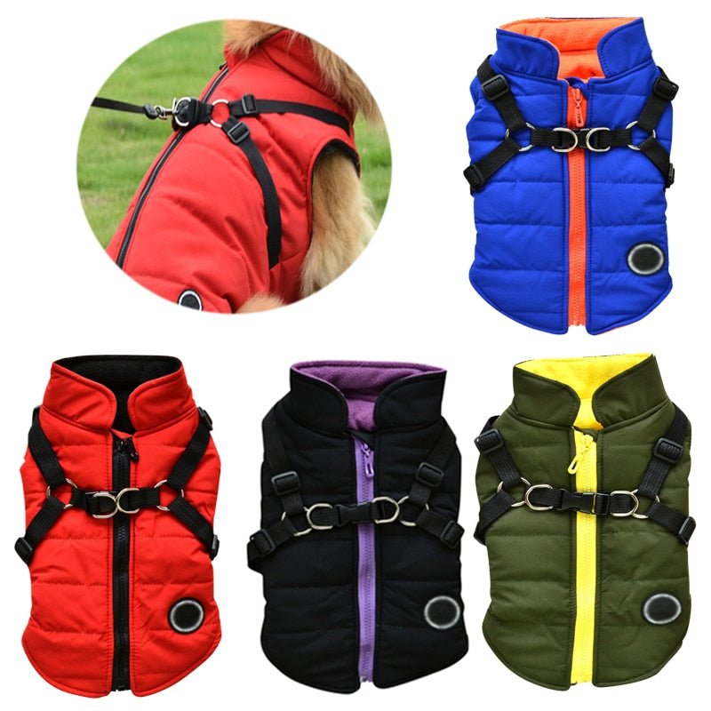 Waterproof Pet Coat With Harness - Furry Family Faves