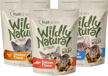 Wildly Natural Cat Treat Variety Pack with Chicken, Tuna and Salmon, 3 Pack - Furry Family Faves